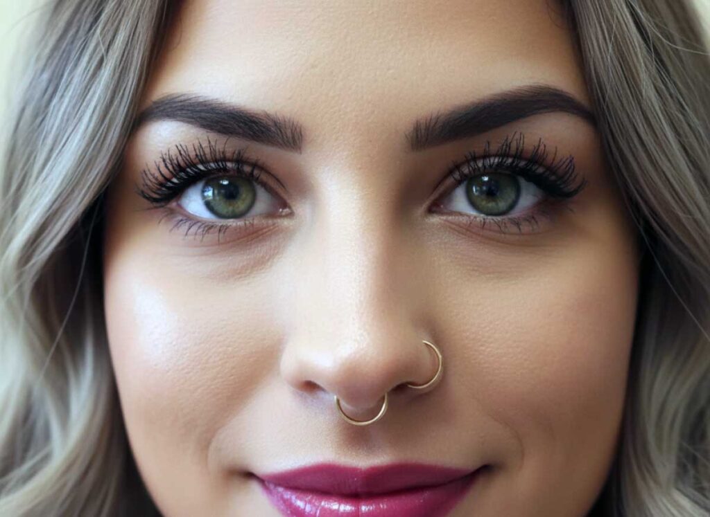 A person with facial and ear piercings.