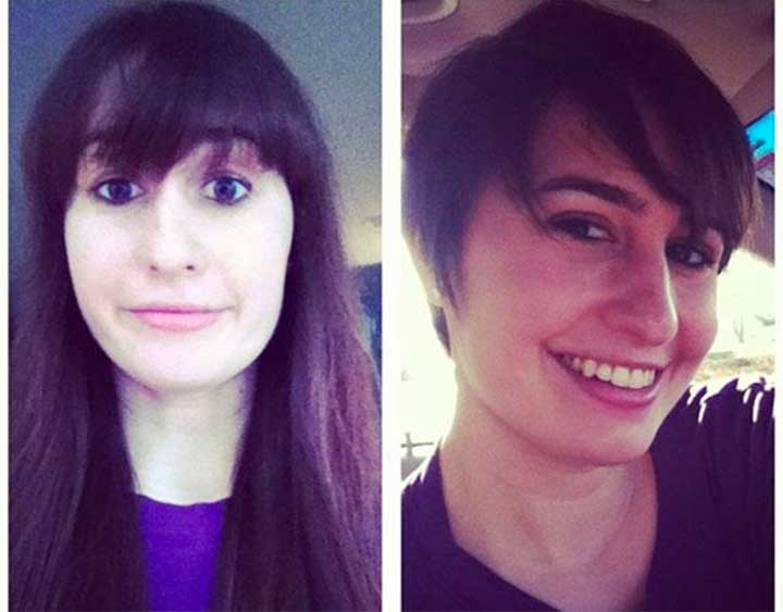 Meg Malone Long Hair Pixie Cut Before After