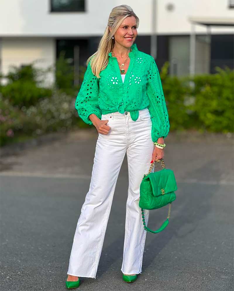 what to wear with white pants female