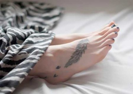 Foot Feather Tattoo