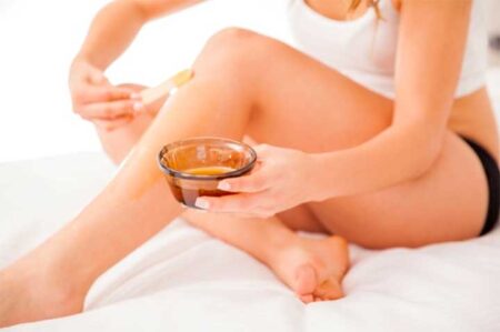 Closeup of wax hair removal