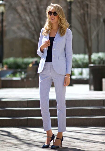 business suit with classic pumps
