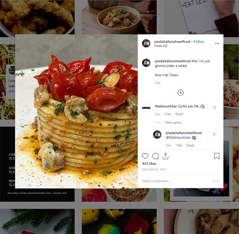 Restaurant and cafe promotion on Instagram