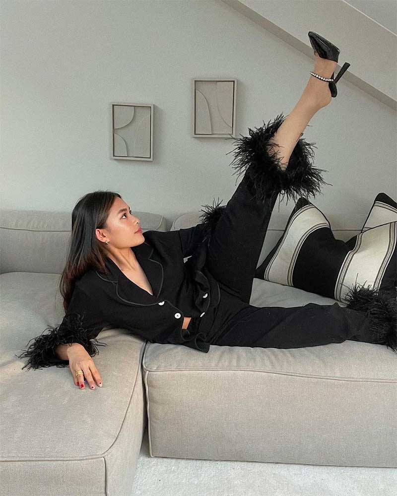 A Lavish Array of Images With Feather Trim Pajamas