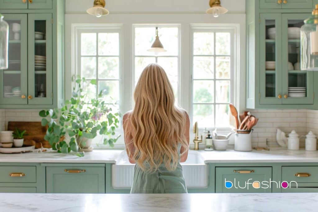 Stylish kitchen design featuring olive green kitchen cabinets