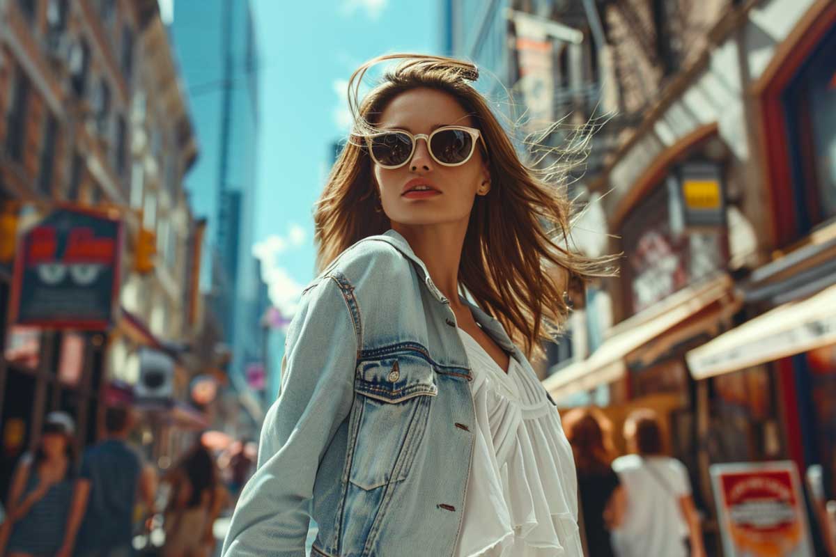 White Slip Dress with Denim Jacket main image 1