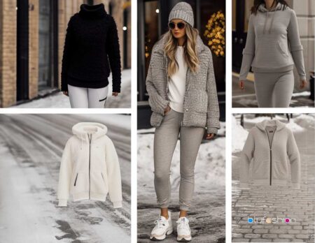 Winter athleisure collection featuring cozy hoodies, joggers, and textured pullovers.