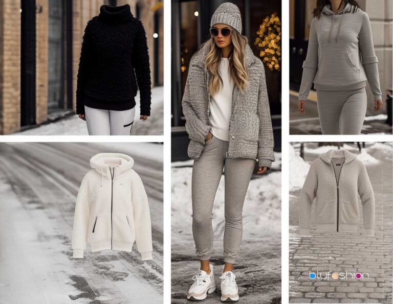 Winter athleisure collection featuring cozy hoodies, joggers, and textured pullovers.