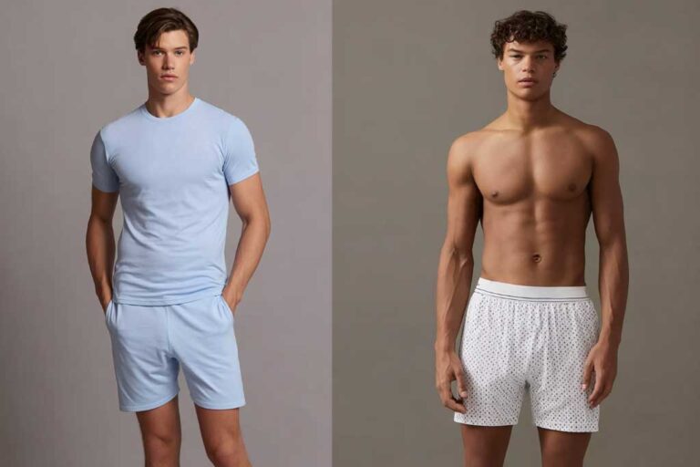 image featuring two male models side-by-side, in casual, relaxed loungewear