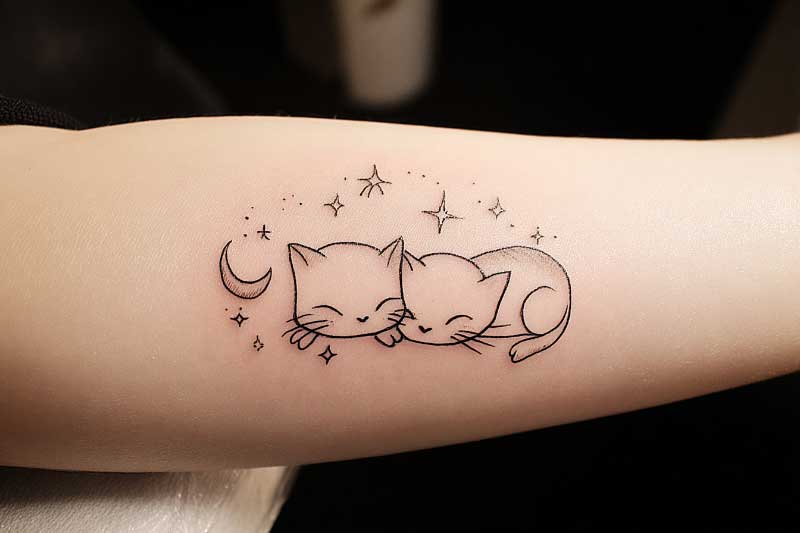 cat moon tattoo
