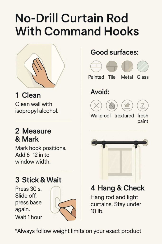 No-Drill Curtain Rod With Command Hooks