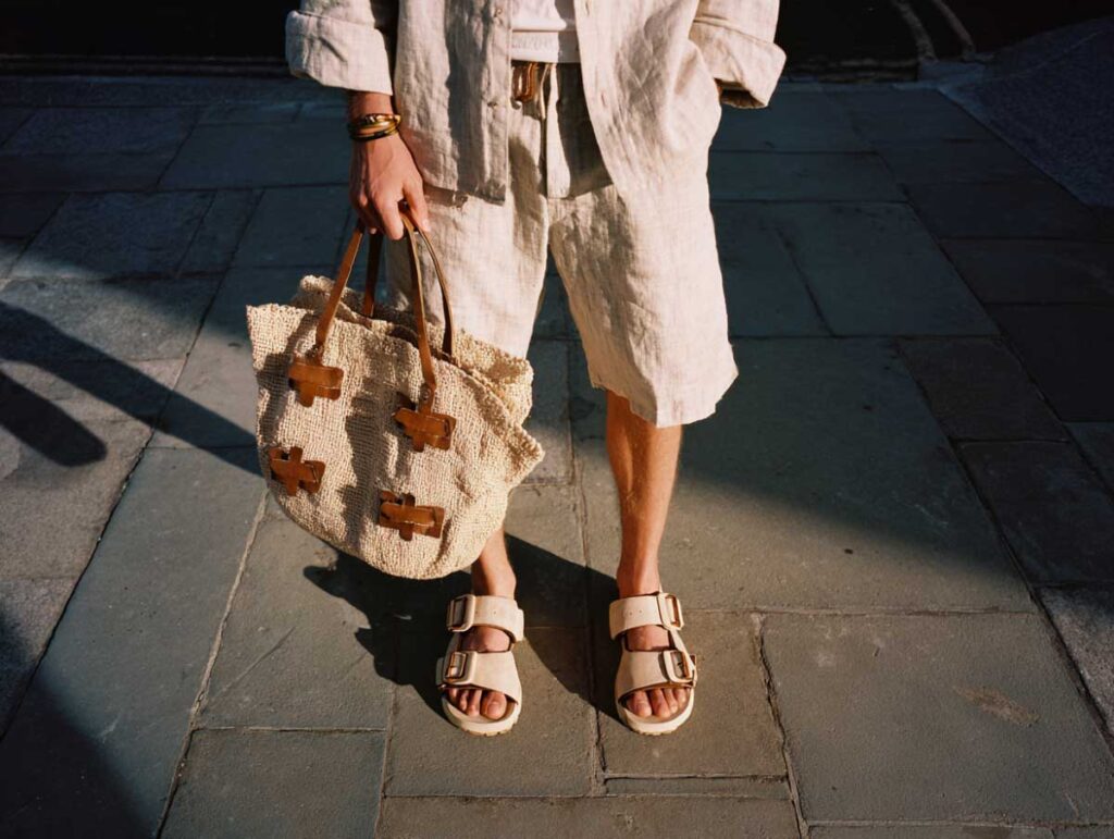 street style portrait, adult jelly fisherman sandals