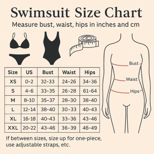 Swimsuit Size Chart & Calculator, find your fit and support fast