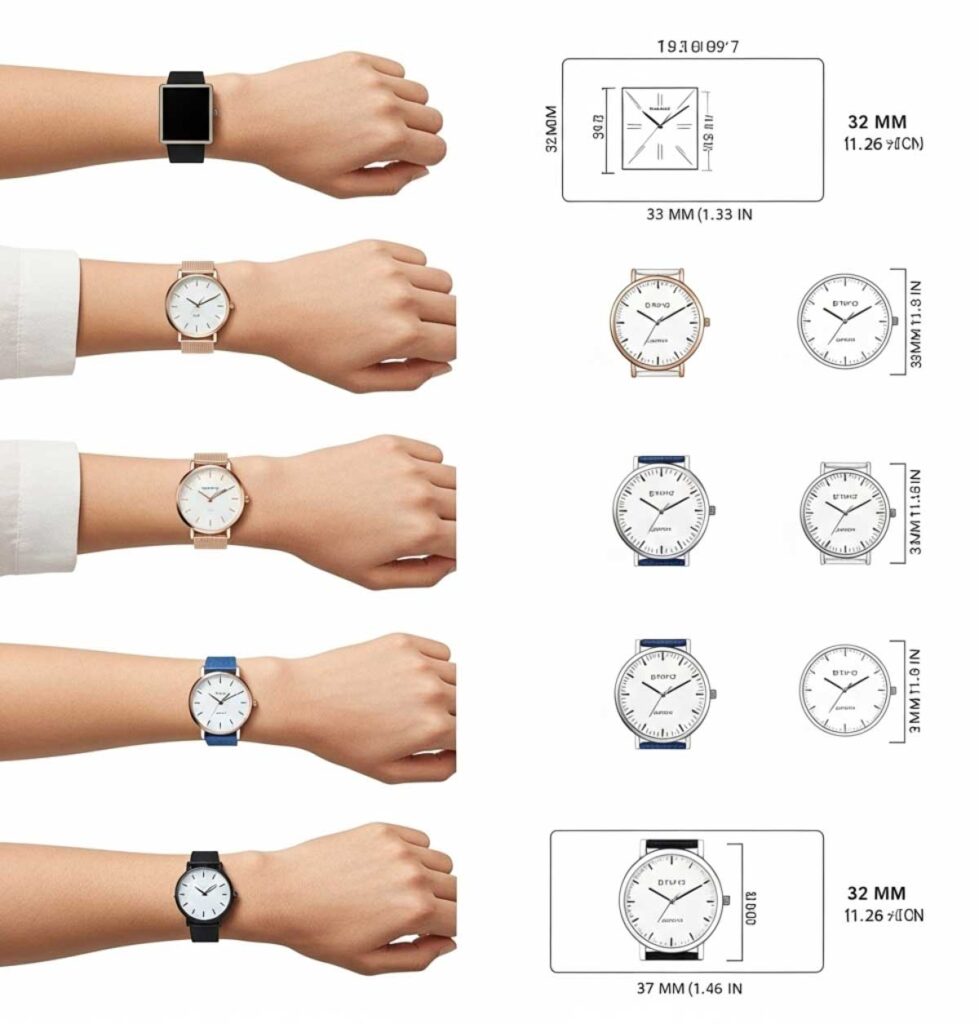 Watch Size Chart, Wrist Circumference to Case Size