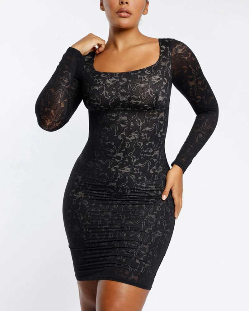 lace glamour leavy florals midi dress