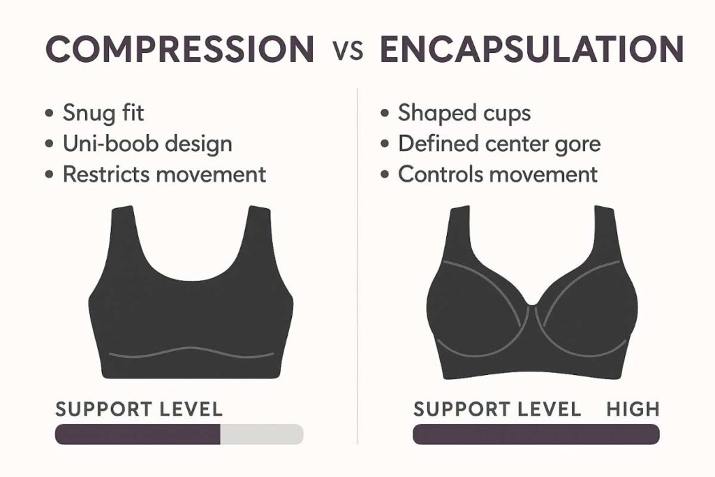 Compression vs encapsulation sports bra