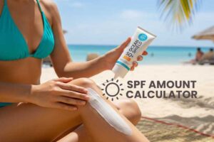 SPF Amount Calculator, get your exact pumps, sprays, and reapply timer