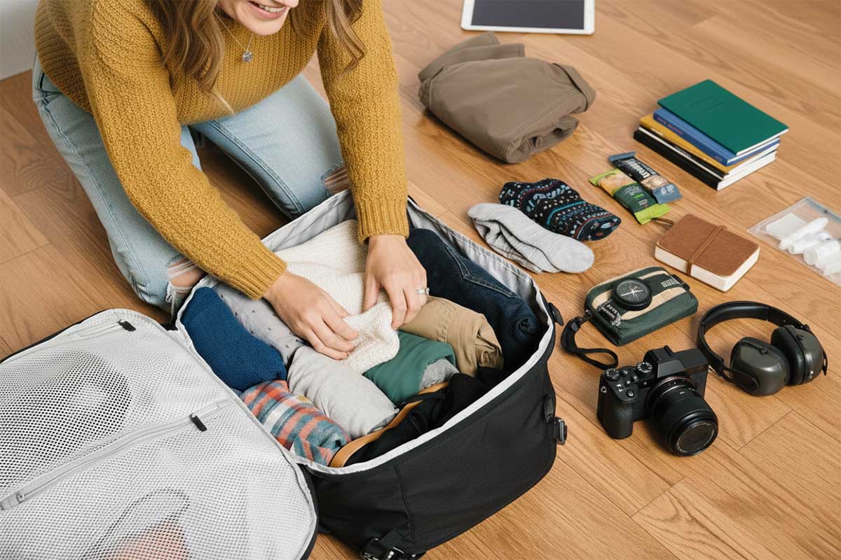 Capsule wardrobe travel packing