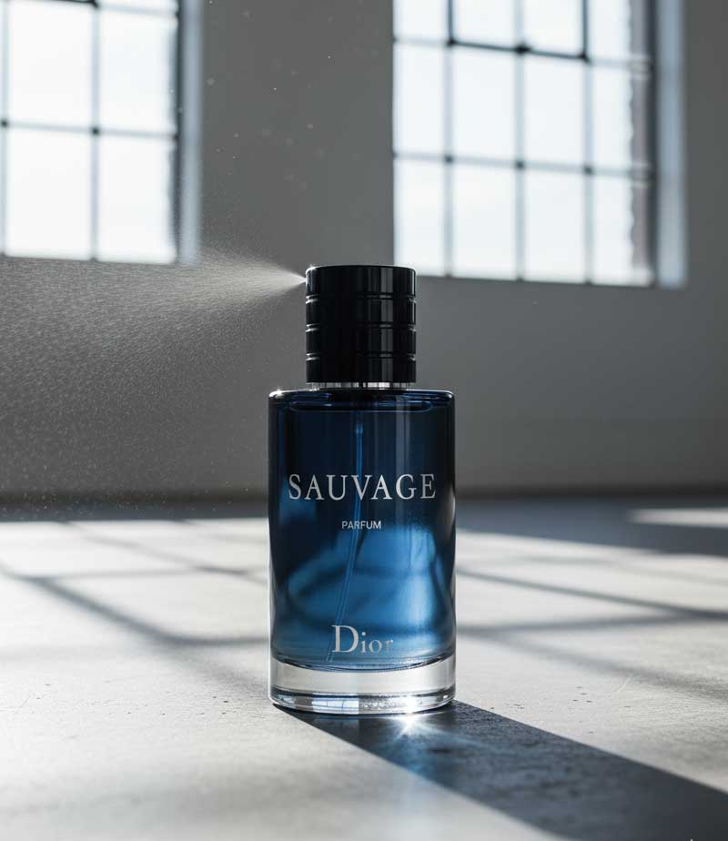 Dior Sauvage Parfum bottle on slate