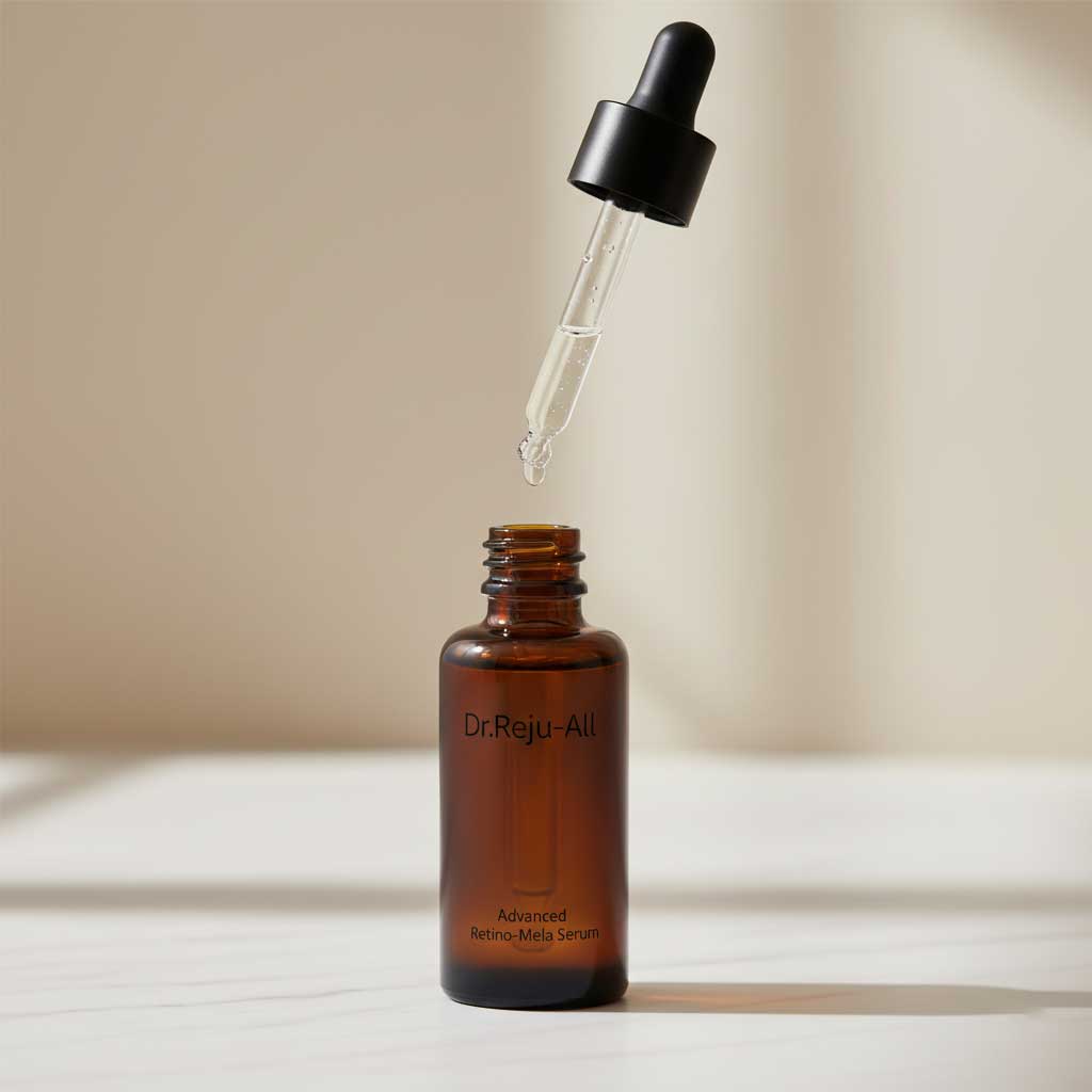 Dr.Reju-All Advanced Retino-Mela Serum bottle and dropper