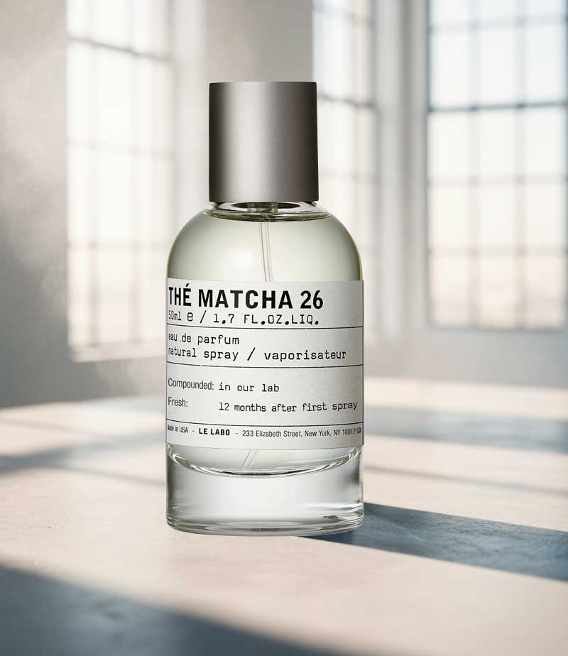 Le Labo Thé Matcha 26 bottle on wood