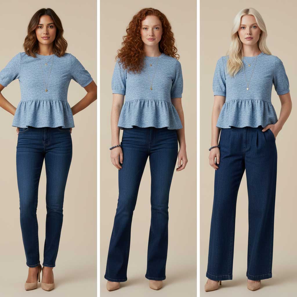 Best jeans styles for pear body shape showing dos and don'ts