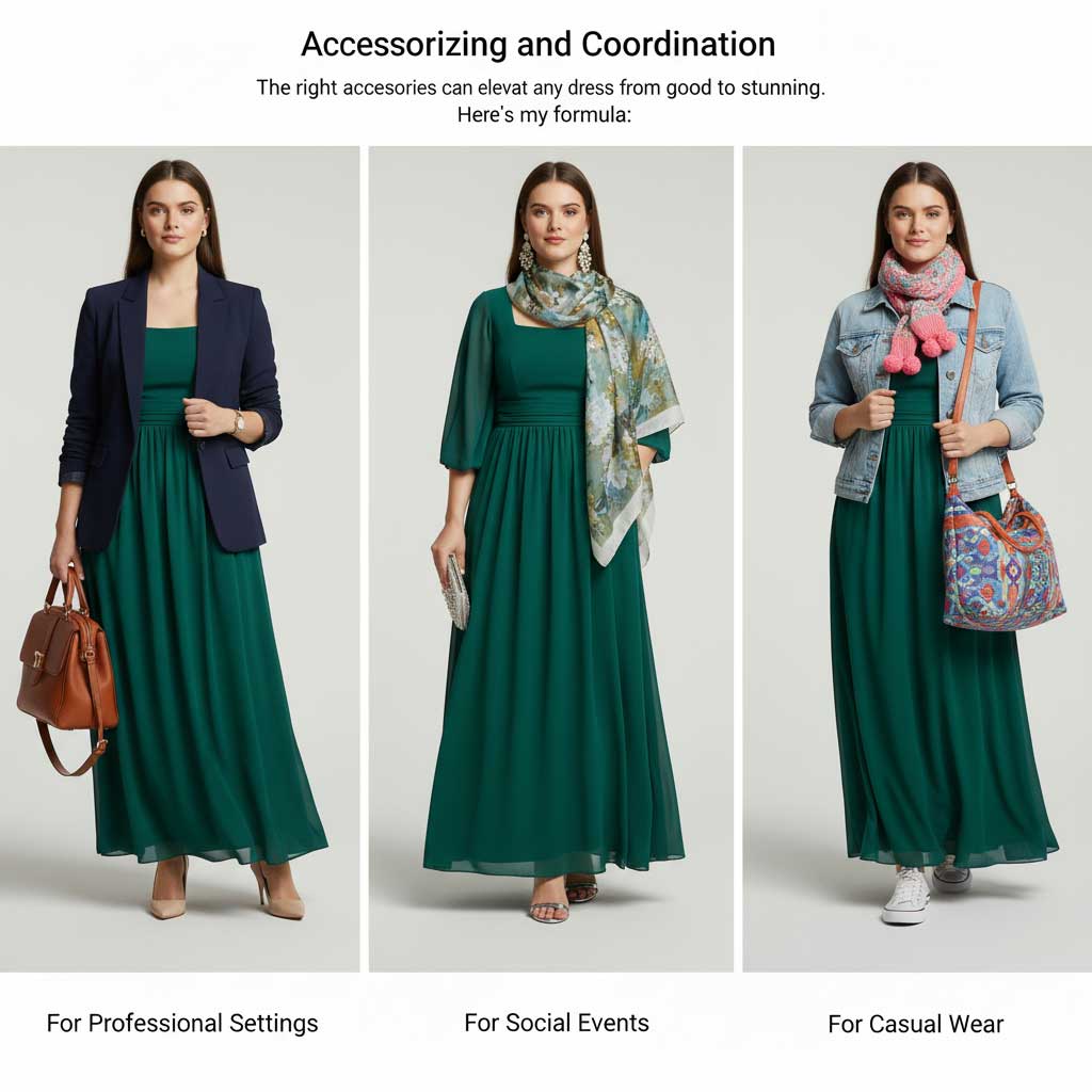 Empire waist dress styled three ways for apple body type