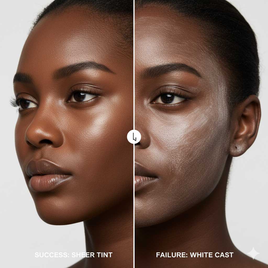 Graphic showing white cast on dark skin