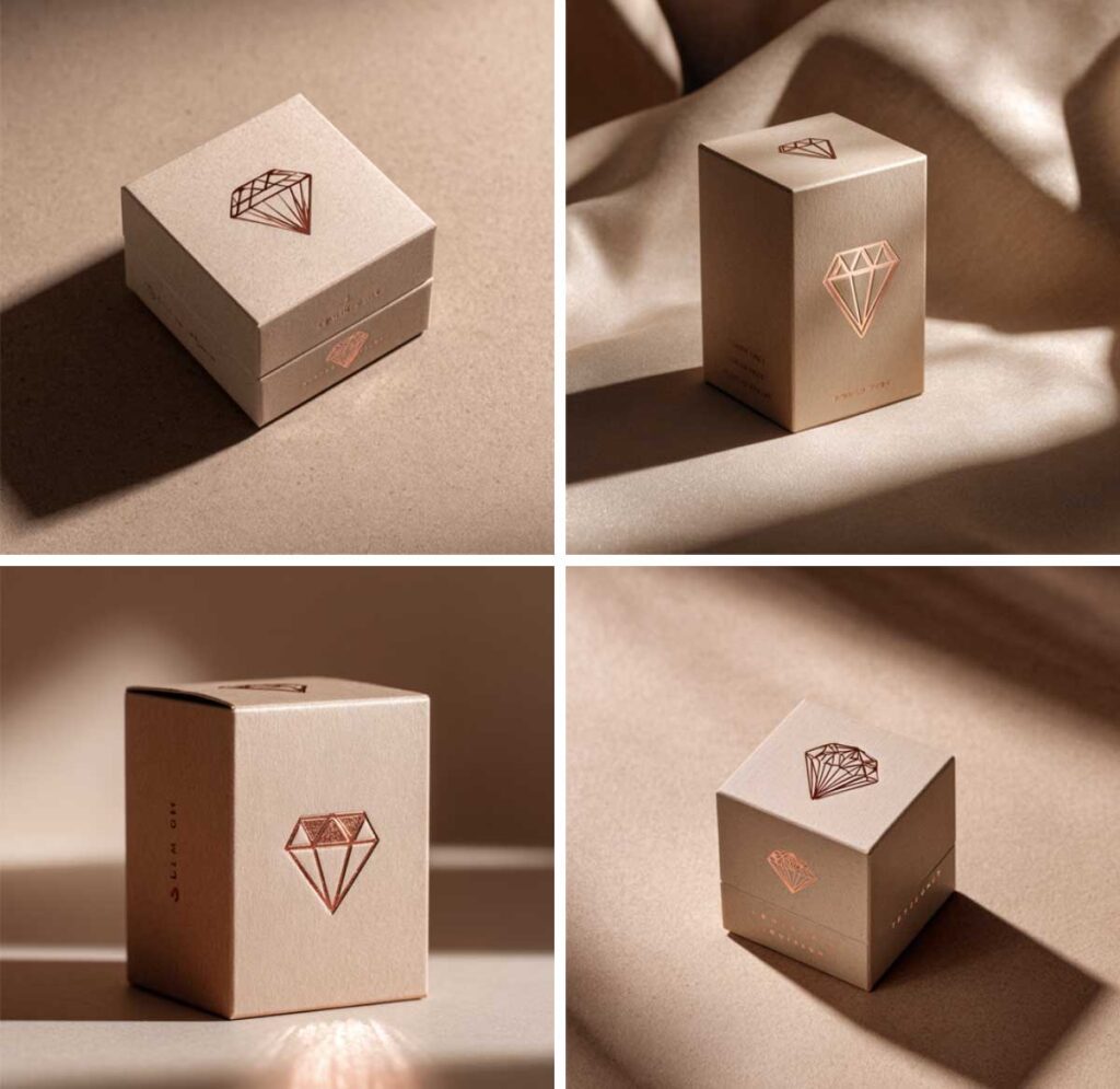 Diamond Inside a Diamond Logo. Faceted mark on skincare box